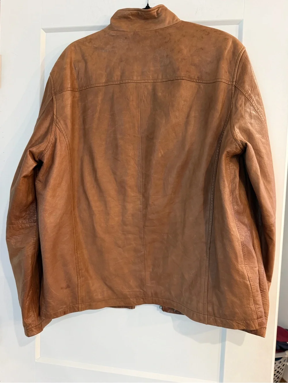 Banana Republic Men's Brown Leather Jacket - Classic Zip Front